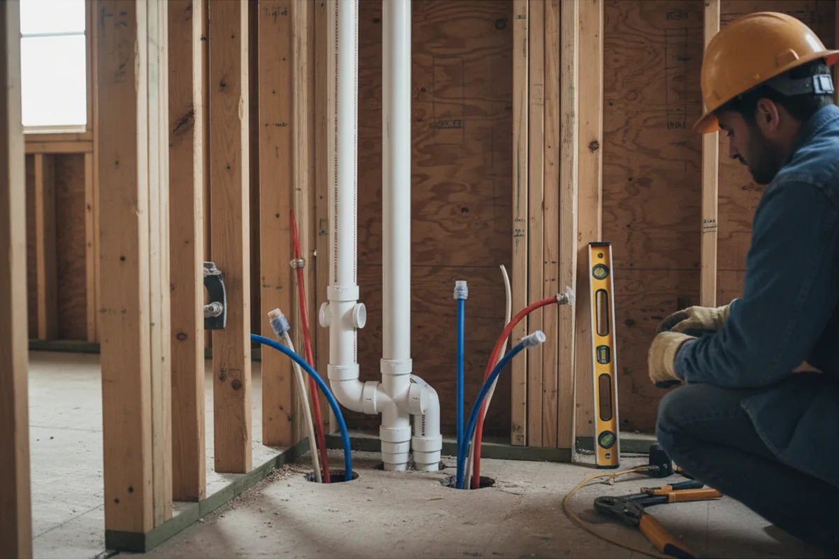 Drain and supply rough-in during Sump Pump Repair in Sarcoxie