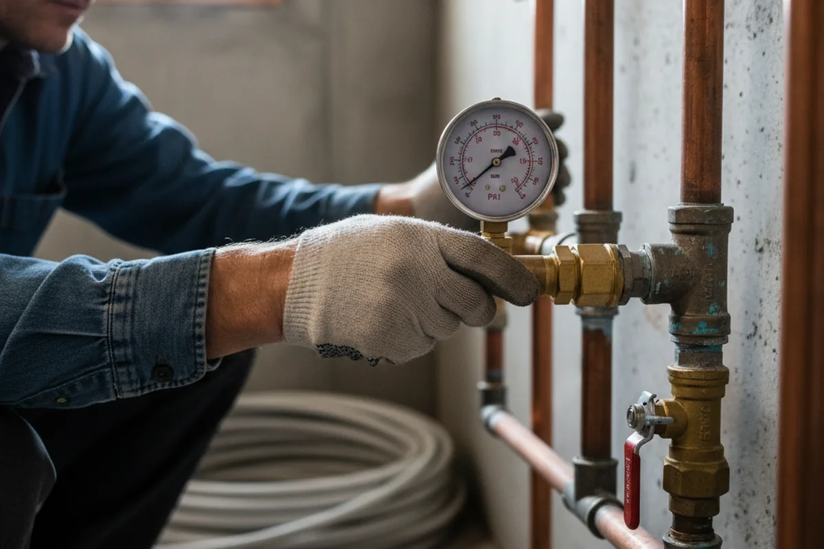 Pressure testing a repaired line during Water Line Repair in Sarcoxie